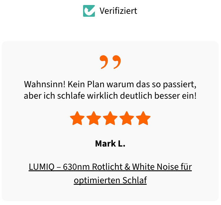 LUMIQ – Rotlicht & White Noise für den Schlaf den Du verdienst