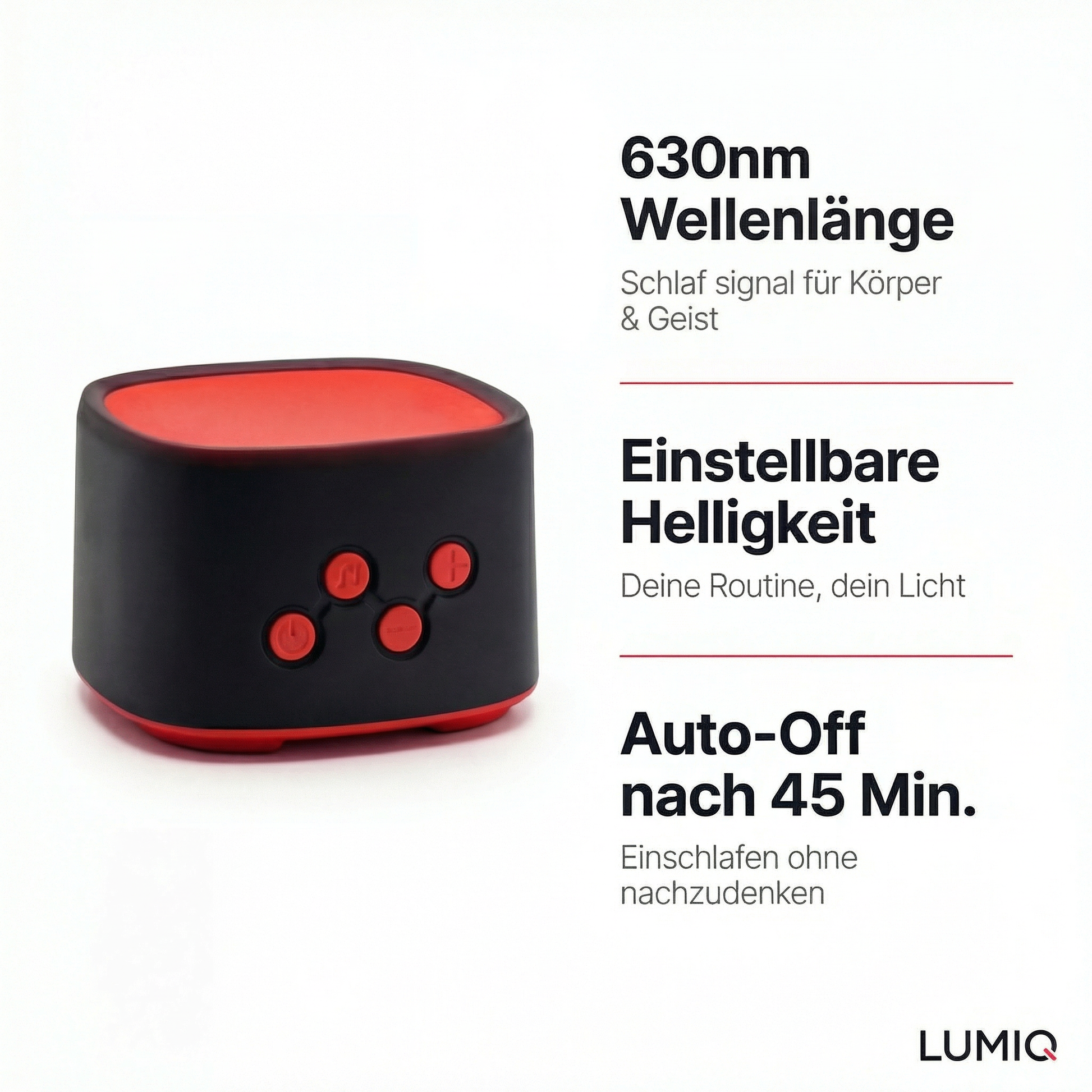 LUMIQ – Rotlicht & White Noise für den Schlaf den Du verdienst